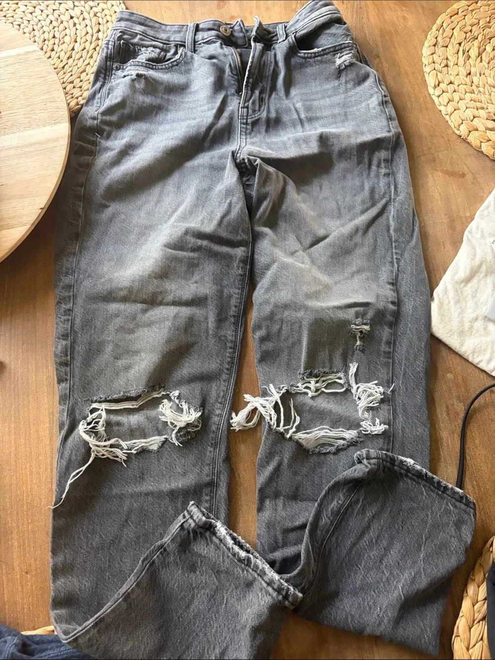 American Eagle Outfitters Relaxed Fit Distressed Gray Jeans